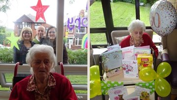 Mossley care home Resident celebrates 90th birthday with family